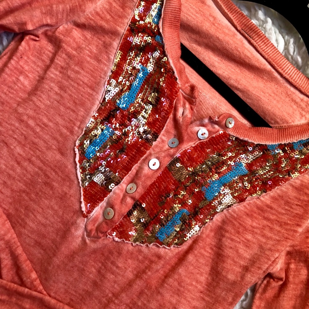 Free People “tigers eye” Sequin Top